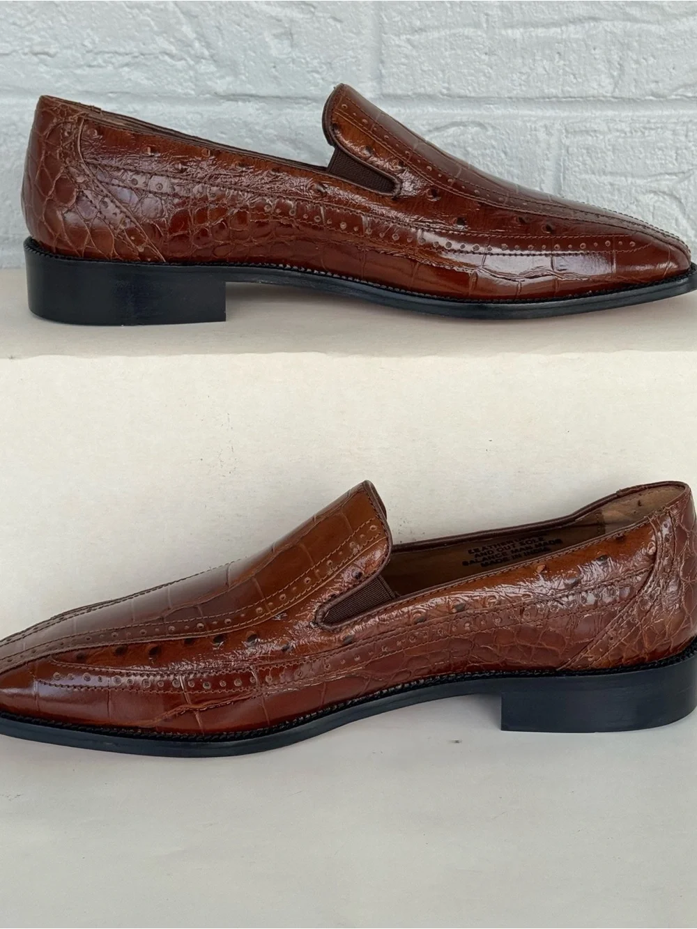 Stacy Adams Alligator Print Square Toe Loafers Men's 8